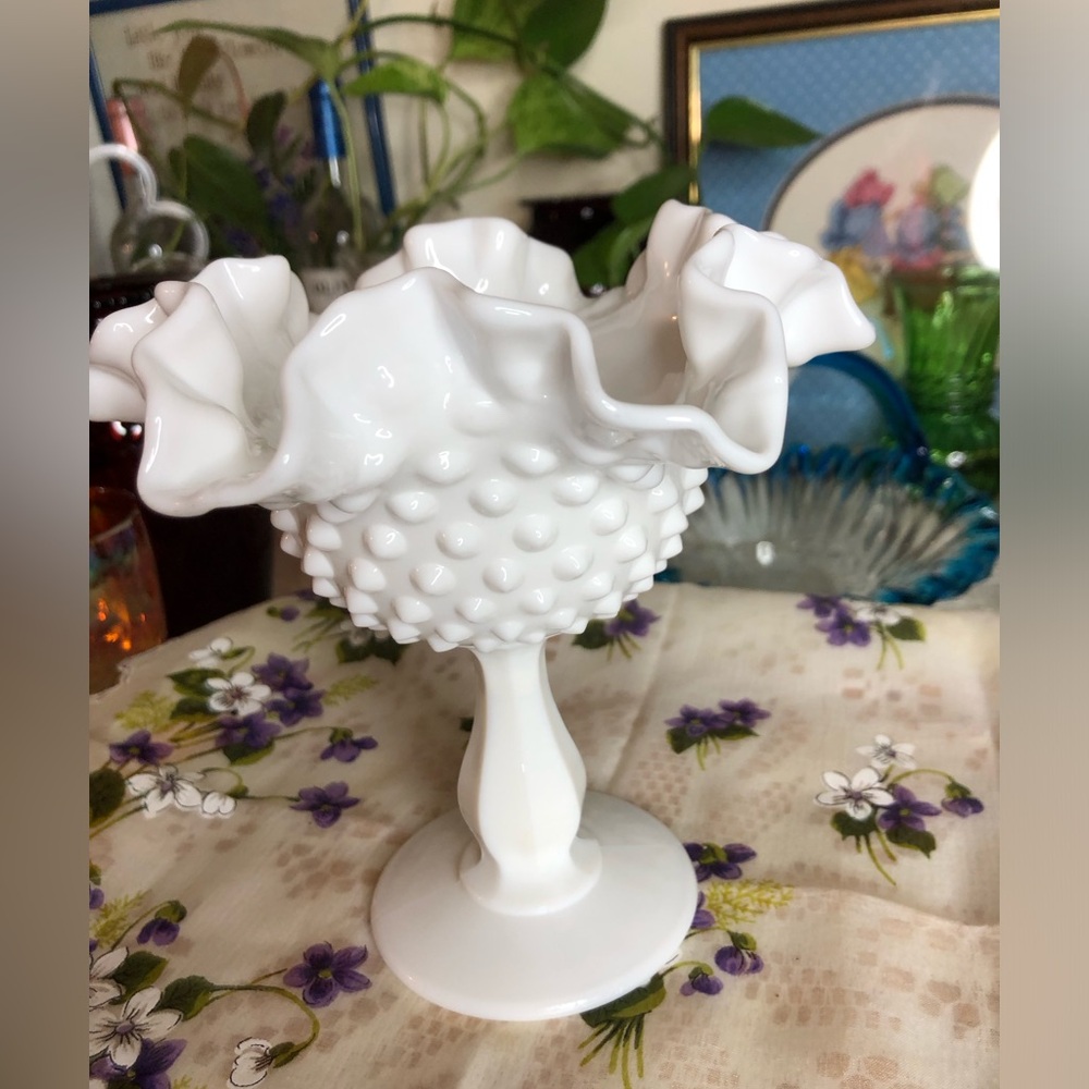 Vintage Fenton hobnail compote